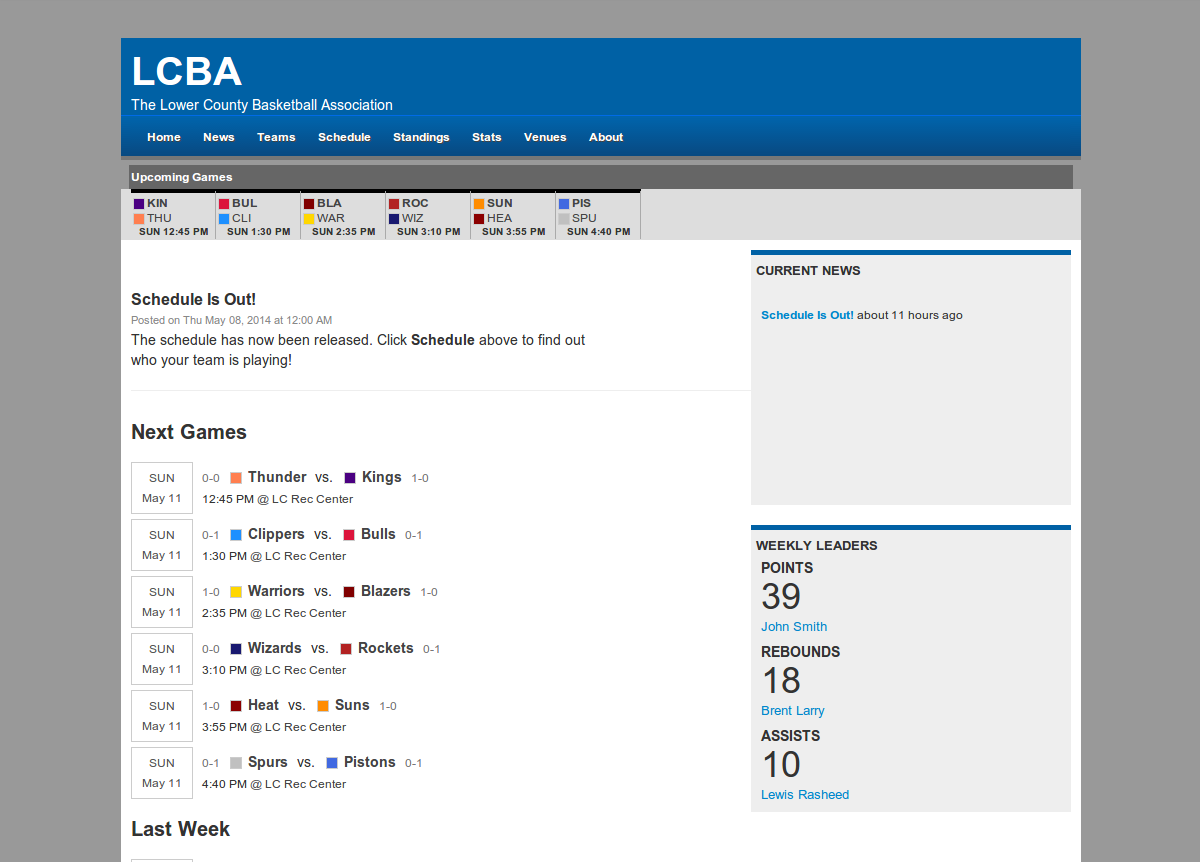 Generate a schedule for your basketball league